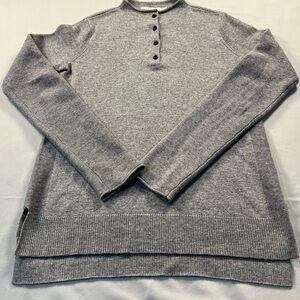 Rag & Bone/JEAN Heather Gray Buttoned Wool and Cashmere Sweater
